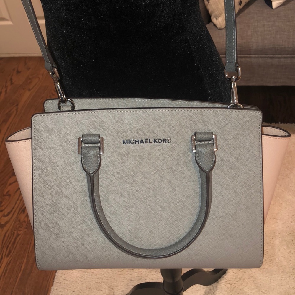 USED Michael Kors Selma Satchel Bag- Pink and Grey
